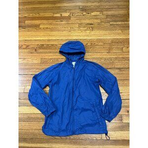 LL Bean Women's Packable Rain Jacket Size XS Blue Full Zip 100% Nylon Hooded